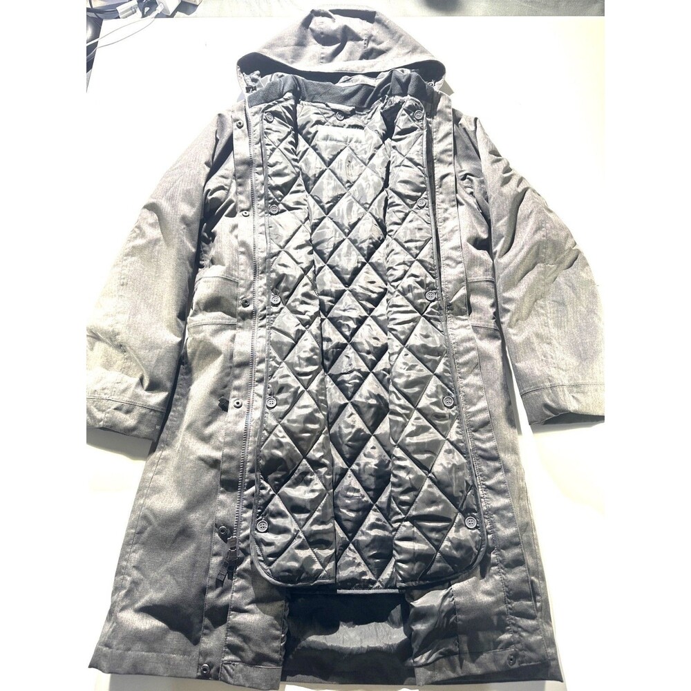 Eddie Bauer Womens Long Quilted Hooded Girl On The Go Jacket Gray Water-Resistan - Picture 4 of 14